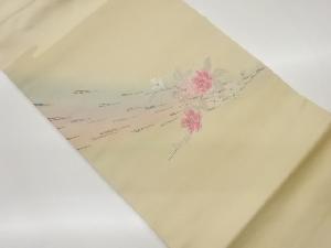 花葉に抽象模様織出し名古屋帯